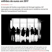 Fuses e aquisies com empresas portuguesas movimentaram mais de 11 mil milhes de euros em 2017